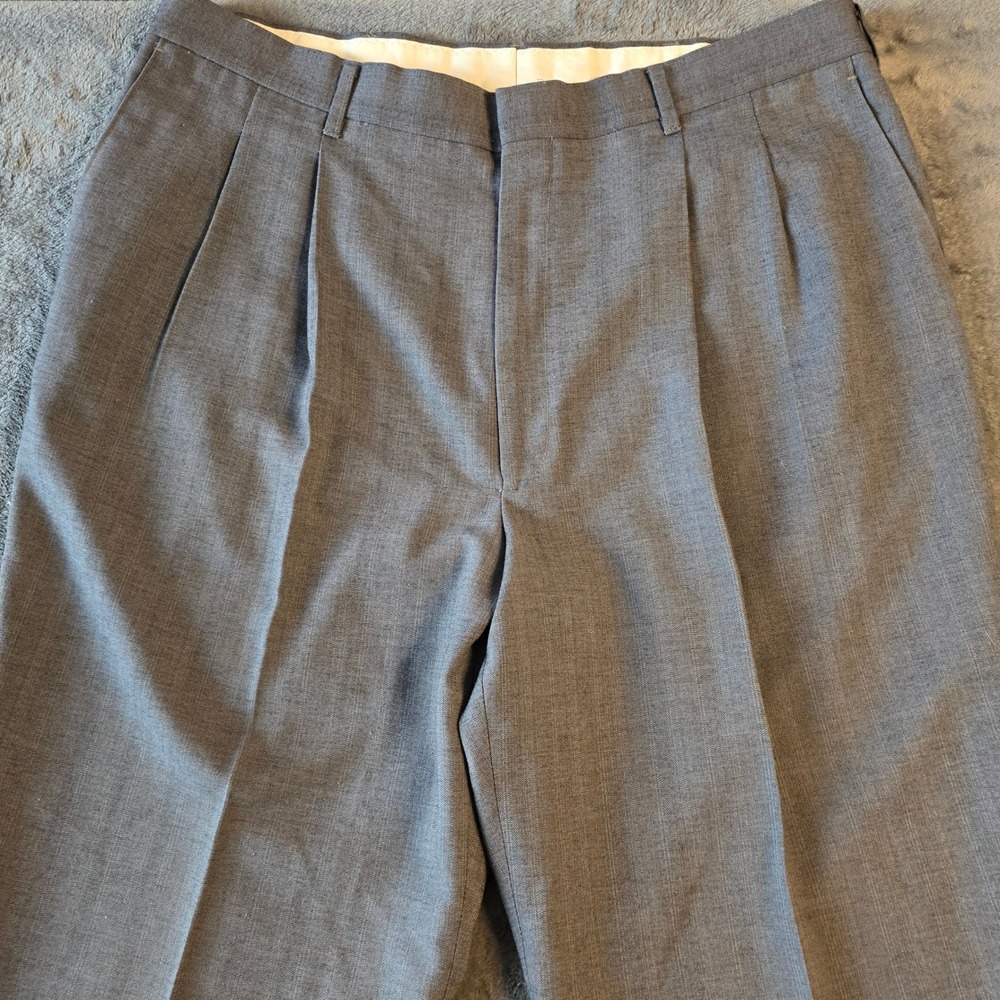 Vintage Reed‎ St James Gray Pleated Dress Pants Men 36x30 Dacron Polyester Blend - Picture 5 of 11